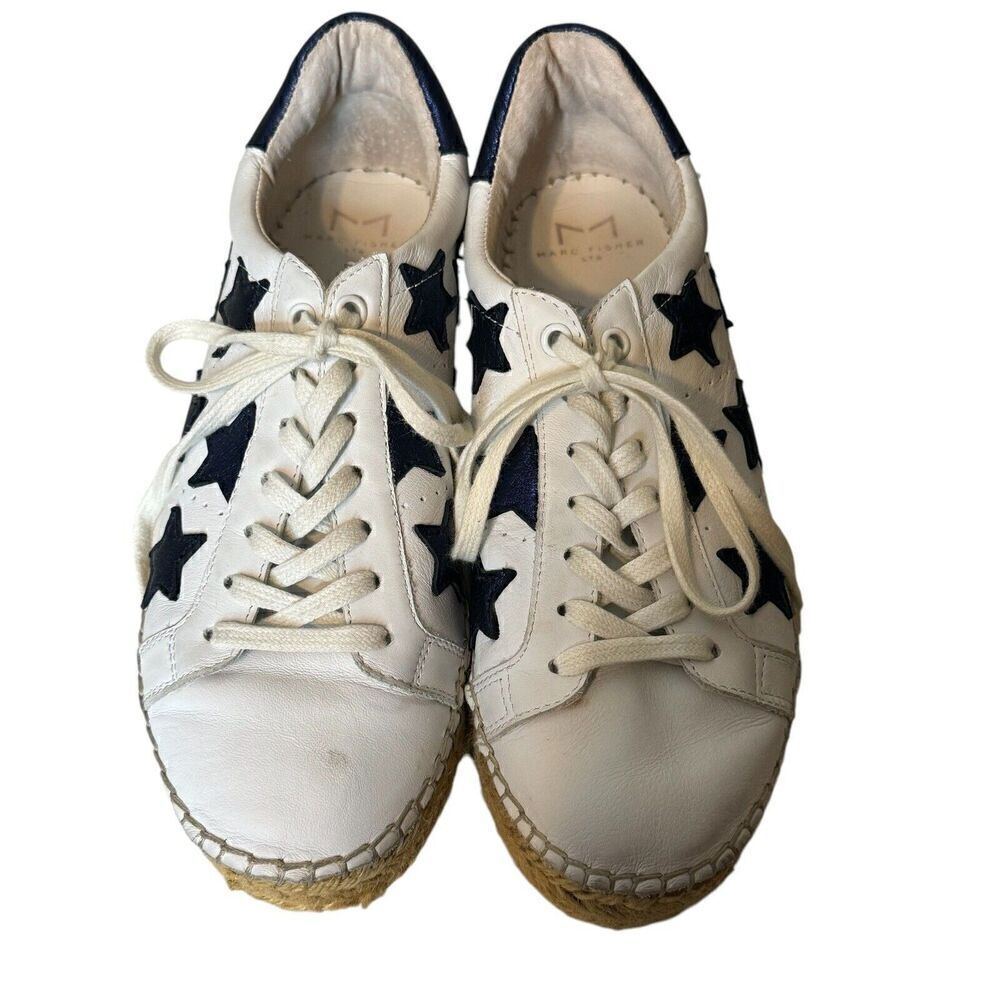 Marc Fisher LTD Marcia Star White And Blue Star Espadrille Sneakers Size 6.5